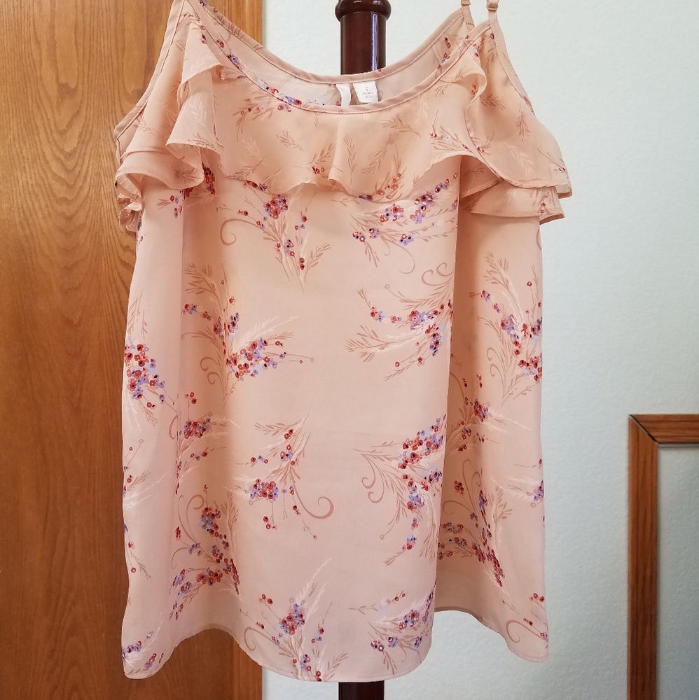 Lauren Conrad Blush Floral  Ruffled Cami